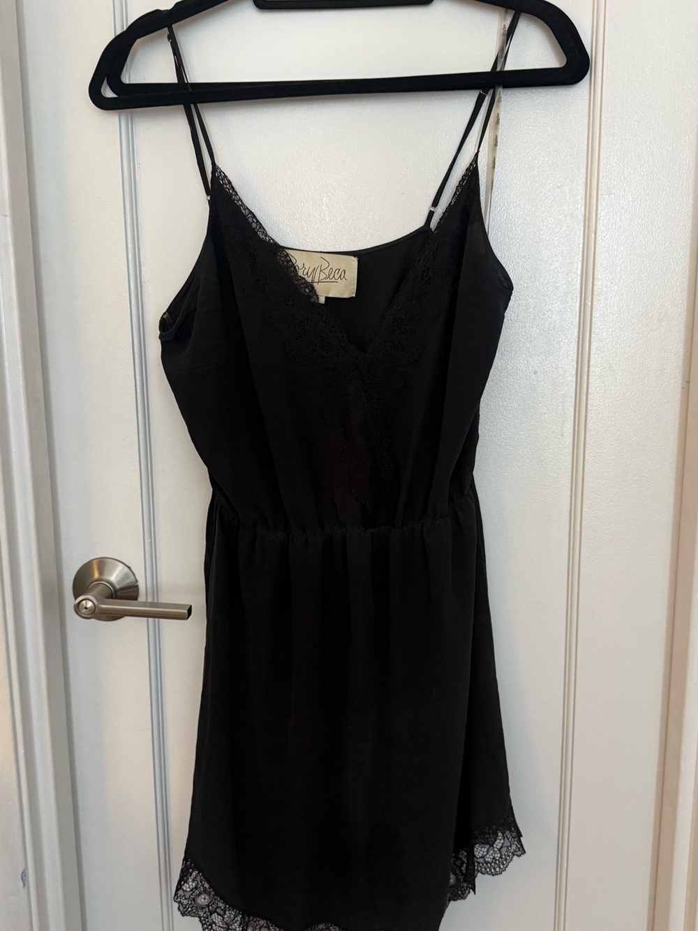 Rory Beca Black Lace-Trim Midi Slip Dress